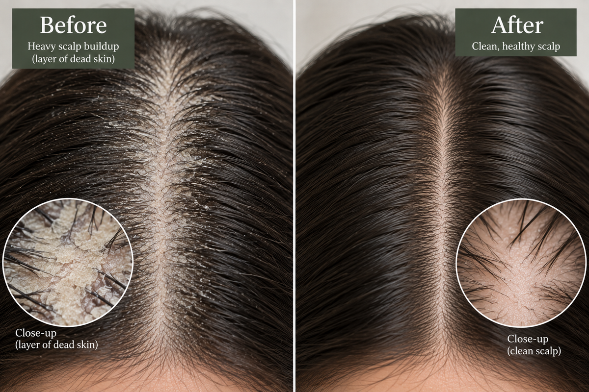 before and after phofo of scalp